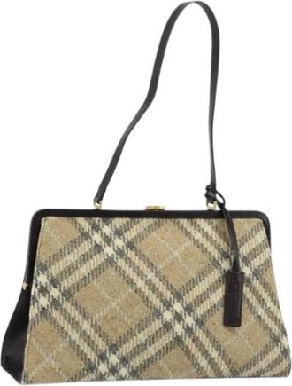 Burberry Pre-owned Handbags, female, Beige, Size: ONE SIZE Pre-owned Wool Shoulder Bag