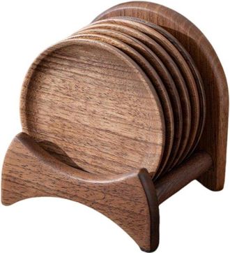 No Brand Juego De 4 Posavasos Multifuncionales De Madera De Nogal Para Escritorios Y Mesas De Comedor Redondas