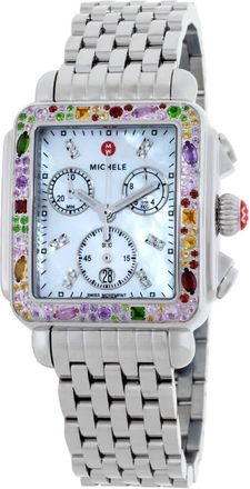 Michele Deco Soiree Diamond Mother of Pearl Dial Stainless Steel