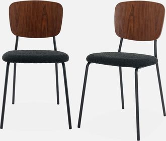 Sweeek Sweeek - Sillas Loop Texturizada, Set De 2, Emy, Negro, 47x51x81 Cm
