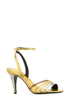 Valentino Garavani Womens Multicolor Leather Ladycrush Sandals Multicolorbronzosilvershade Sandali