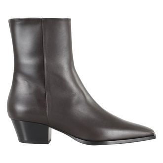 Aeyde Schoenen, Dames, Bruin, 38 EU, Mokka leren enkellaars met vierkante neus