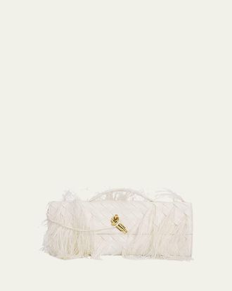 Bottega Veneta Andiamo Feather Leather Clutch Bag