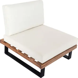 Hhg Sill&oacute;n Hhg 469, Sill&oacute;n De Jard&iacute;n, Madera De Acacia Hilada Con Certificado Mvg Aluminio, Marr&oacute;n Claro, Tapizado Blanco Crema