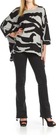 Papillon Knit Animal Print Oversized Sweater In Black