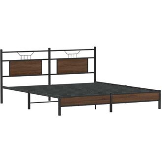 vidaXL Estructura De Cama Sin Colch&oacute;n Roble Marr&oacute;n 183x203 Cm Vidaxl