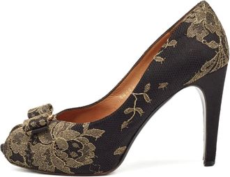 Ferragamo 110mm floral-print peep-toe pumps - Black