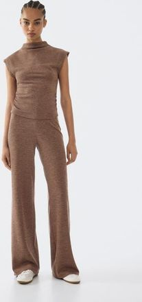 H&M Straight-leg jersey pants in Brown Melange at Nordstrom, Size Xx-Large