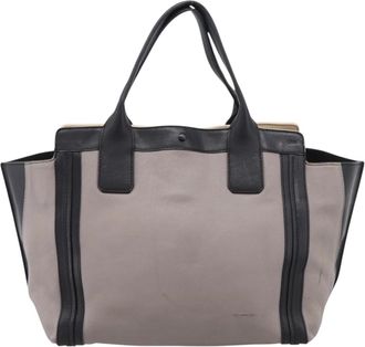 Chlo&eacute; Handbag Leather Gray Leather Handbag (Pre-Owned)