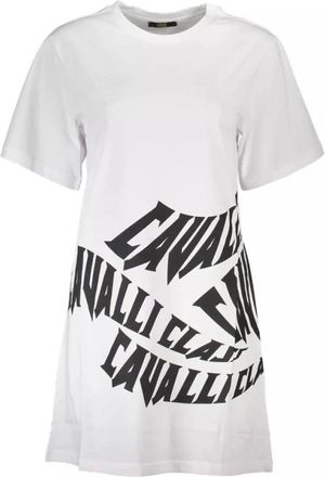 Cavalli Korte Mouw Witte Katoenen Jurk - Dames - Korte kleedjes - Wit - XS - Katoen - Kleedjes
