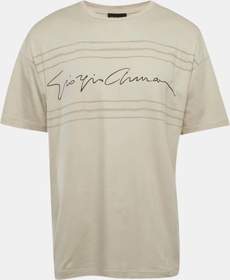 Giorgio Armani Grey Printed Jersey Crewneck T-Shirt