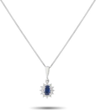 Luxury Bazaar Platinum 0.15ct Diamond and Sapphire Pendant Necklace MF22-041326
