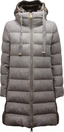 Herno Zijde/Kasjmier Halve Jas - Dames - Parka Jassen - Grijs - M - Kasjmier - Jassen