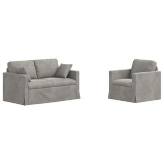 vidaXL Juego De Sof&aacute; 2 Uds. Gris Claro Terciopelo Vidaxl