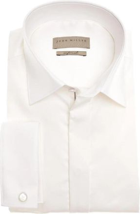 John Miller Ecru Overhemden met Lange Mouwen - Heren - Zakelijke Overhemden - Beige - XS - Katoen - Overhemden