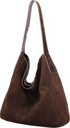 Generic Soft Suede Cow Leather Womens Shoulder Crossbody Bags Large Tote Bag Autumn Winter(Coffee)