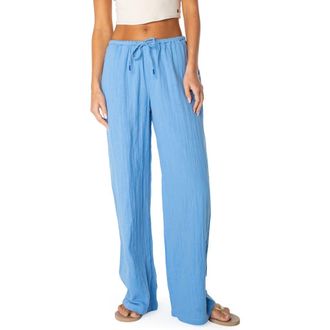Roxy Iyla Cotton Crinkle Gauze Wide Leg Pants in Silver Lake at Nordstrom, Size X-Small