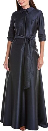 Teri Jon by Rickie Freeman Mikado Shirt Drop-Waist Gown