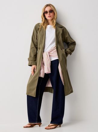 Vero Moda Womens Raglan sleeves long khaki Trench Coat