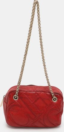 Carolina Herrera Red Leather Chain Shoulder Bag
