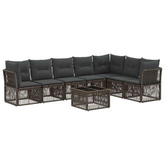 vidaXL Conjunto De Sof&aacute;s De Jard&iacute;n 8 Pcs Gris Rat&aacute;n Sint&eacute;tico Vidaxl