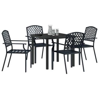 Berkfield Home Stylish 5 Piece Garden Dining Set Anthracite Steel in Black