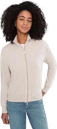 Splendid Supersoft Trim Zip-Up Womens Sweatshirt Pale Oak Heather : LG (Womens 10-12), Elastane/Viscose