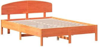 vidaXL Cama Sin Colch&oacute;n Madera Maciza De Pino Marr&oacute;n Cera 140x200 Cm Vidaxl