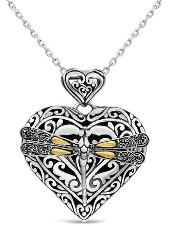 Devata Dragonfly Heart Pendant Necklace in Sterling Silver and 18K Gold at Nordstrom
