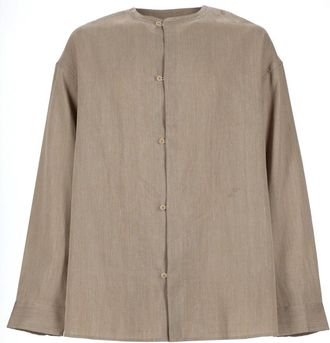 Jacquemus Neutral Pastro Loose Fitting Linen-Blend Shirt