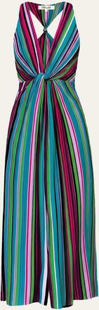 Diane Von F&uuml;rstenberg Zella Striped Twist-Front Plunging Midi Dress