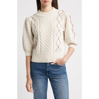 Rails Addy Cable Stitch Sweater in Ivory Cables at Nordstrom Rack, Size Xx-Large