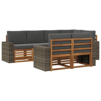 vidaXL Conjunto De Sof&aacute; Seccional Con Coj&iacute;n 7 Pcs Natural Y Antracita Vidaxl