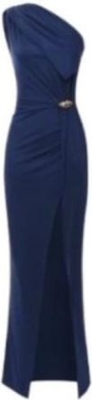 Elisabetta Franchi Jurk met &eacute;&eacute;n schouder - Dames - Avondkleed - Blauw - L - Kleedjes