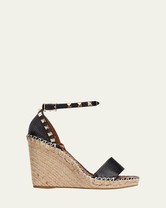 Valentino Garavani Rockstud Double Espadrille Wedge Sandals