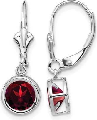 Diamond2Deal 14k White Gold 6mm Garnet Drop Dangle Earrings