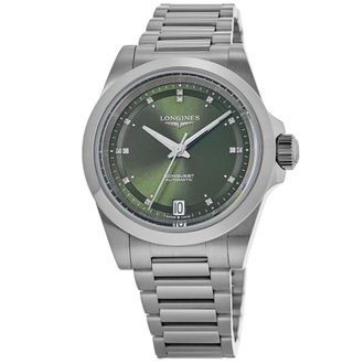 Longines Conquest Automatic Green Diamond Dial Stainless Steel Mens Watch L3.830.4.07.6