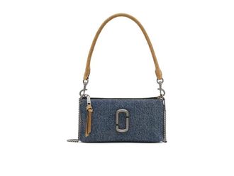 Marc Jacobs The Denim Suede Snapshot Convertible Shoulder Bag Cross Body Womens Handbags Dark Wash Indigo, Polyester