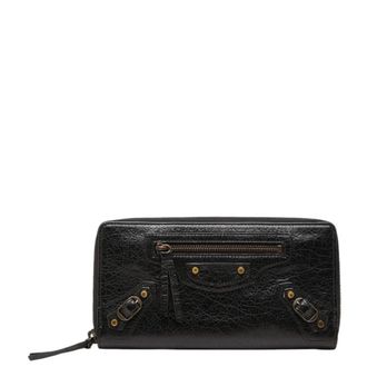 Balenciaga Black Leather Long Wallet (Bi-Fold) (Pre-Owned)
