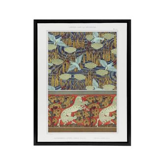 Artery8 Kingfisher Bird & Horse Pattern Framed Canvas Wall Art Print Verneuil | Size: W24 x H32