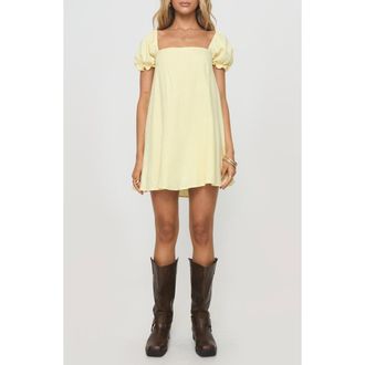 Princess Polly Beyond Linen Blend Minidress in Yellow at Nordstrom, Size 10