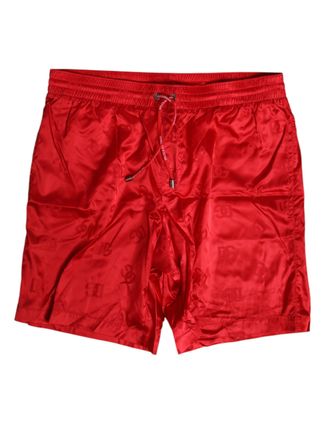 Dolce & Gabbana Red Nylon Drawstring Beachwear Shorts Mens Swimwear