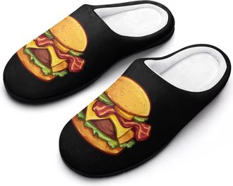 Generic Bacon Cheese Burger Mens Slippers Comfortable And Non-slip Cotton Slipper Shoe for House