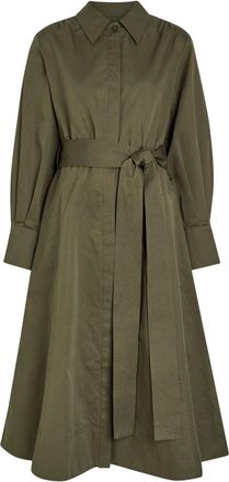 Joseph Ziane Belted Cotton -blend Midi Shirt Dress - Dark Green - 42 (UK14 / L)