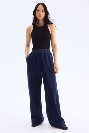 H&M Pull-on Denim Trousers in Dark Denim Blue at Nordstrom, Size X-Small