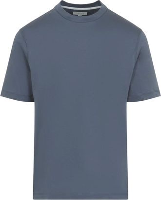 Canali Mj02451 T-shirt - Heren - Tops - Blauw - Maat: L Katoen