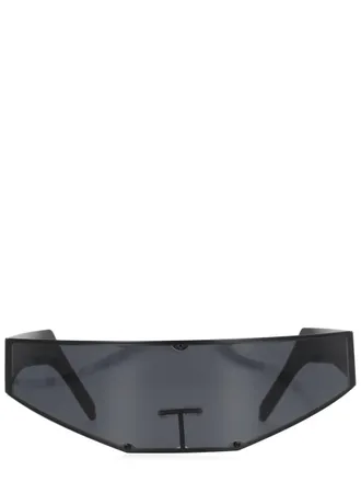 Rick Owens Black Angular Stainless Steel Sunglasses