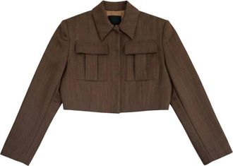 Dondup Jassen, Dames, Bruin, M, Wol, Korte Blazer
