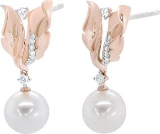 House of Brilliance Haus Of Brilliance 14K Rose Gold Diamond & 8Mm Pearl Drop Earring