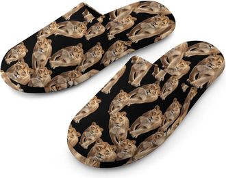 Generic Female Lion Mens Cozy Memory Foam Slippers Warm Cotton House Shoes Comfy Slipper for Indoor Outdoor